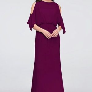 David’s Bridal Cold Shoulder Blouson Chiffon Dress